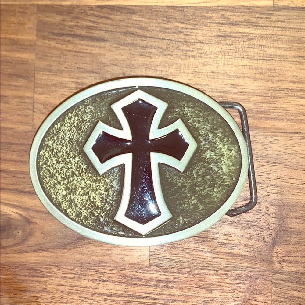 Kerusso CROSS Belt Buckle Silver and Black USED